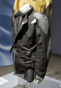 Synthetic jacket modeled on an mannequin.  